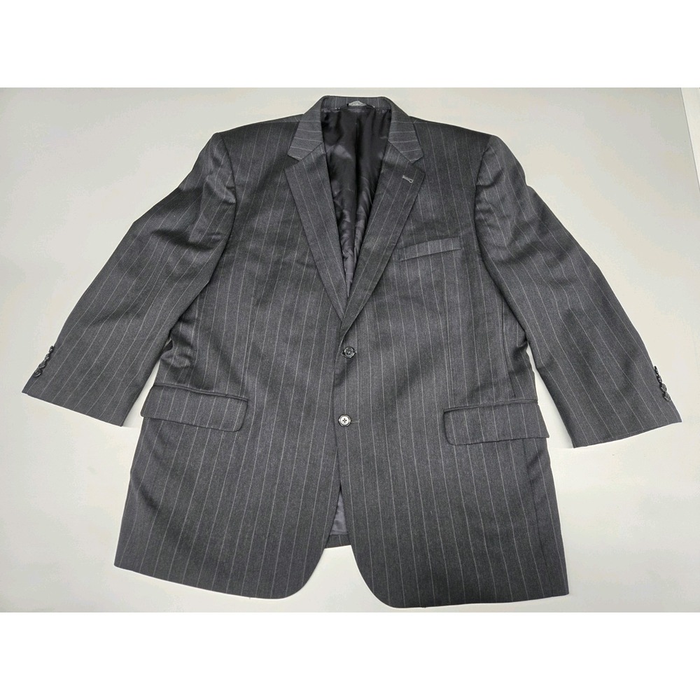 Jos A Bank 100% Wool Gordon Black/Grey Stripe Blazer Size 48RG